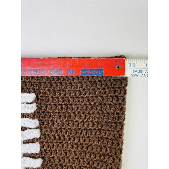 Handmade Crocheted Brown and White Football Tailgate LG Pot Cover NFL EXCELLENT - Picture 6 of 6